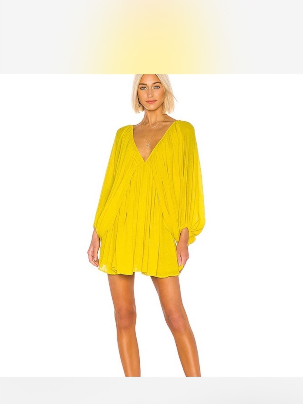 TULAROSA NOLA Vibrant Yellow V-Neck Babydoll Mini Dress